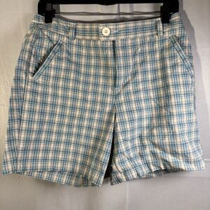 Dockers Women’s Size 6 Plaid Shorts Blue White Casual Cotton Summer
